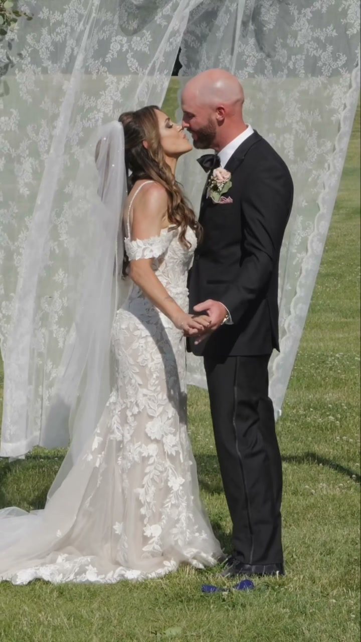 The first kiss as husband and wife at ceremony