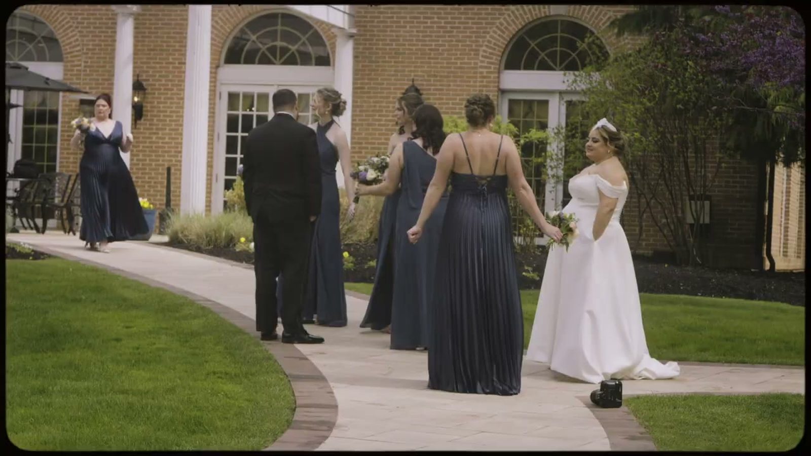 Bridesmaids garden walk at Spring Mill Manor